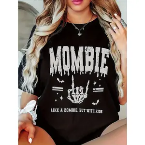 Rock Mom Self-Irony Graphic Tee for Plus Size - Soft & Breezy Relaxed Fit, Crewneck Top with Edgy Skeleton Hand Design | Mom Core & Pop Punk Vibe, Perfect for Moms Night Out, Concerts & Confident Summer Style