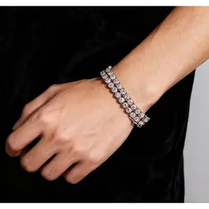 10mm Double Row Iced Out Tennis Bracelet Super Heavy Gold Finish Hip Hop Jewelry for Men and Women Bold Statement Piece