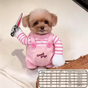 Funny Dog Halloween Costume Cosplay Outfit Pet Transformation Dress for Bichon Frise & Small Dogs