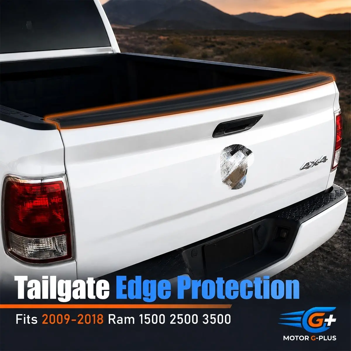 MOTOR GPLUS Lightweight Automotive ABS Plastic Tailgate Top Cover Cap Molding Guard Protector, Direct-Replace Truck Accessories for 2009-2018 Dodge Ram 1500 2500 3500, Paint-Match Car Exterior Chrome Trim, Light Weight