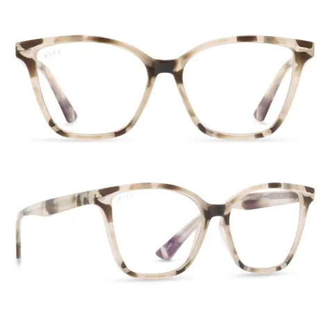 DIFF Leah Cream Tortoise Women's Blue Light Reading Glasses - Lightweight Frame