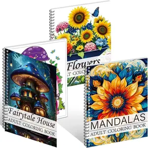 Adult Coloring Book Set of 3 Coloring Books for Adults Relaxation Include Mandalas,Flowers and Fairytale House Theme,Color Books for Women Men to Relieve Anxiety and Stress Relief