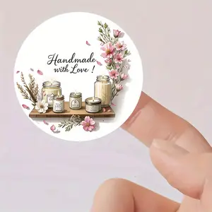 50pcs Waterproof Decorative Stickers, Handmade with Love Design, Ideal for DIY Crafts & Gift Wrapping, Perfect for Birthdays & Valentine’s Day