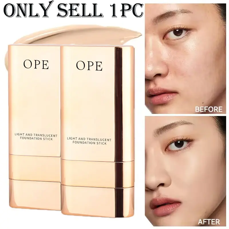 Waterproof Sweatproof Long-Lasting Foundation Stick, High Coverage, Flawless Full Coverage for Imperfections, Brush for Even Blending, Lightweight Non-Heavy, Travel On-The-Go