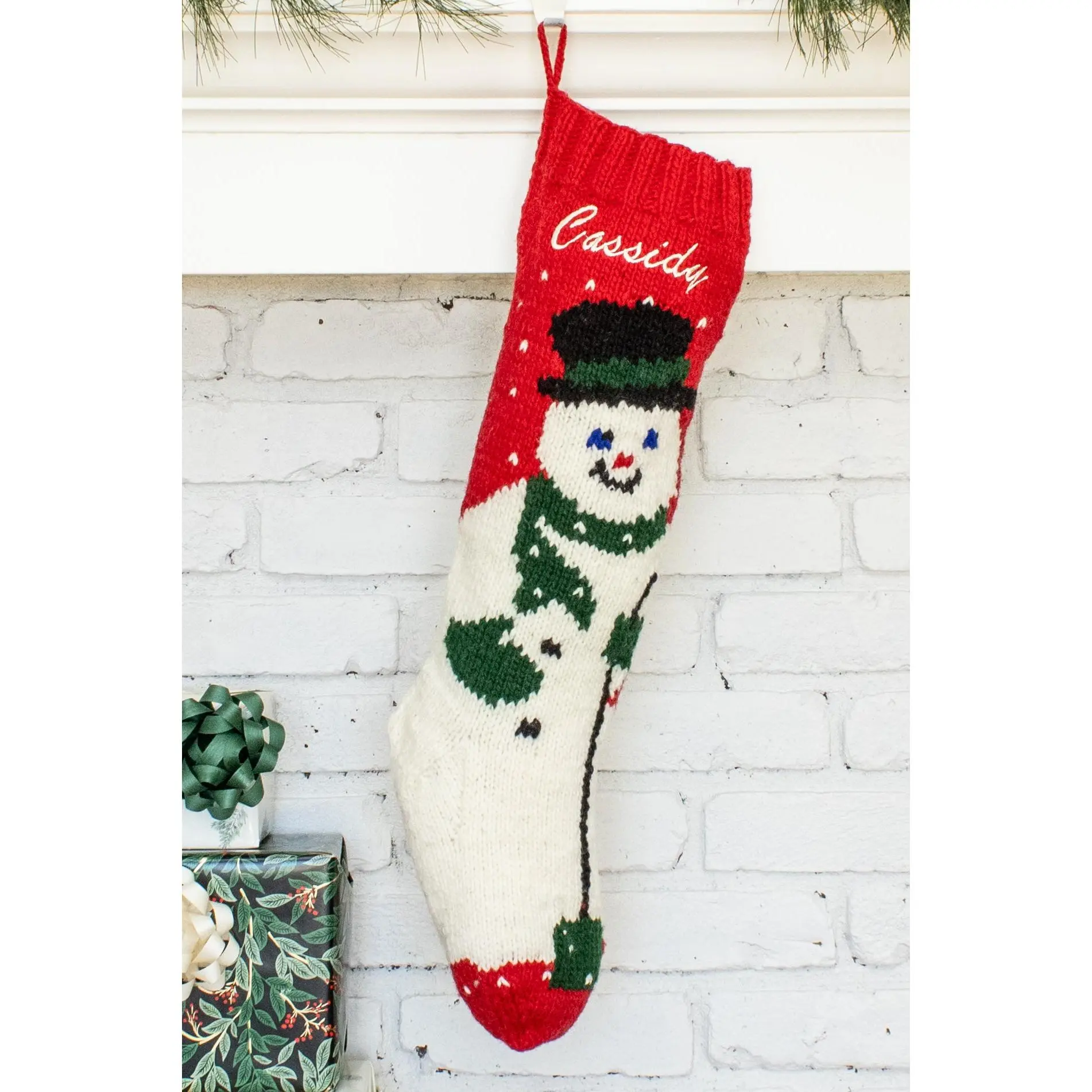 Personalized Wool Snowman Christmas Stocking