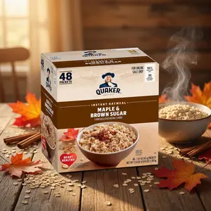 Quaker Instant Oatmeal, Maple & Brown Sugar, Individual Packets, 1.51 Ounce (Pack of 48)