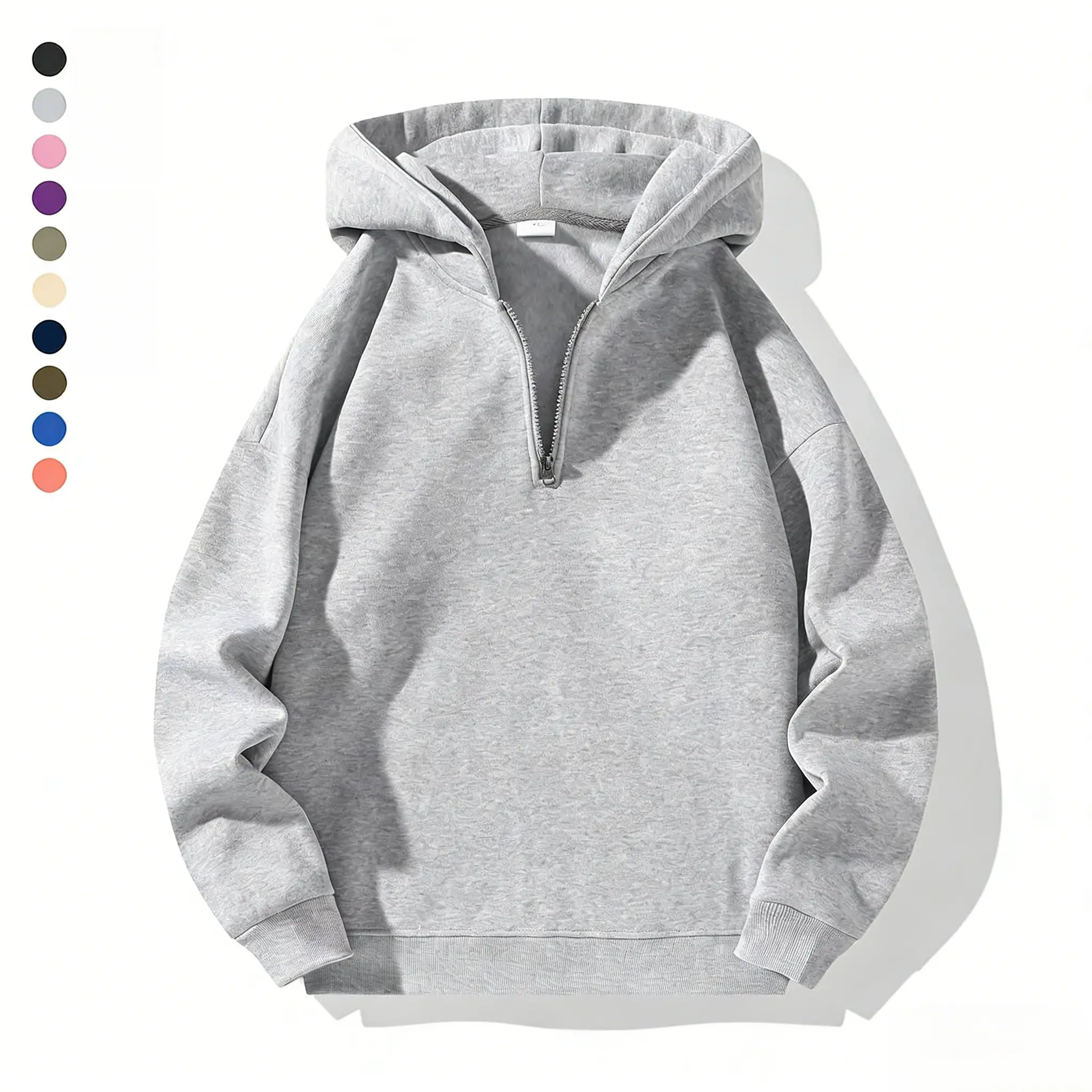 Men’S Trend Quarter-Zip Hoodie Sweatshirt Casual Loose-Fit Pullover Comfortable Stylish Sportswear For Everyday Wear Men Versatile Cozy Comfort Natural Hoodies Durable Outfit Beige