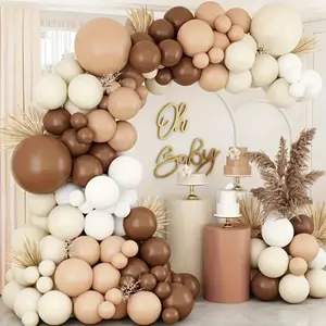 123pcs Retro Coffee Sand White Blush Latex Balloons Garland Arch Kit for Birthday Wedding Party OutdoorIndoor Background Home Bar Decor Supplies Peach