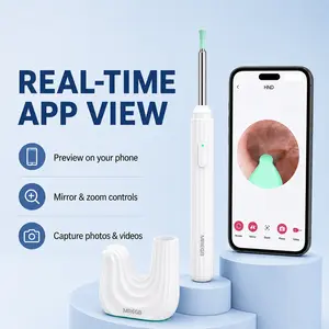 MREGB Wireless Visual Earpick Earwax Remover Kit, 360° Wide-Angle Ear Canal Cleaner with Camera, Type-C Charging, Waterproof, Real-Time View, Compatible with iPhone & Android, Father's Day Gift