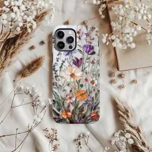 Mosaic Pressed Flowers Phone Case | Vintage Botanical Phone Cover | iPhone 16 15 14 13 Pro Max Mini | Gift for Gardner