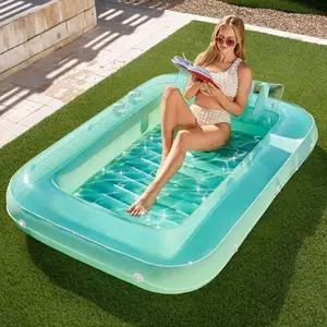 Inflatable Sunbathing Pool Leisure Float, 70inch X 46inch Tanning Tub Raft Float, Sunbathing Pool with Pillow, Adult Summer Water Party Personal Pool Lounger, L