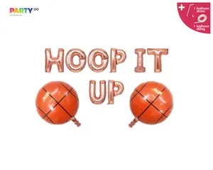 Hoop it Up balloon banner | Basketball Theme Birthday parties| NBA NCAA Basketball games party decorations | College Basketball Party Banner