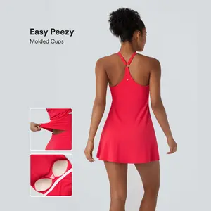 Halara Softlyzero Plush Molded Cups Adjustable Strap Backless Dance Active Dress-Easy Peezy Edition