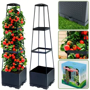 2-Pack 57" Self-Watering Tomato Planter Box w/ Trellis - Indoor & Outdoor Climbing Plants!