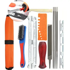 Universal Chainsaw Field 10pc Sharpening Kit - Includes 5/32", 3/16", and 7/32" Round Files, 6" Flat File, Handle, Filing Guide, and Travel Pouch