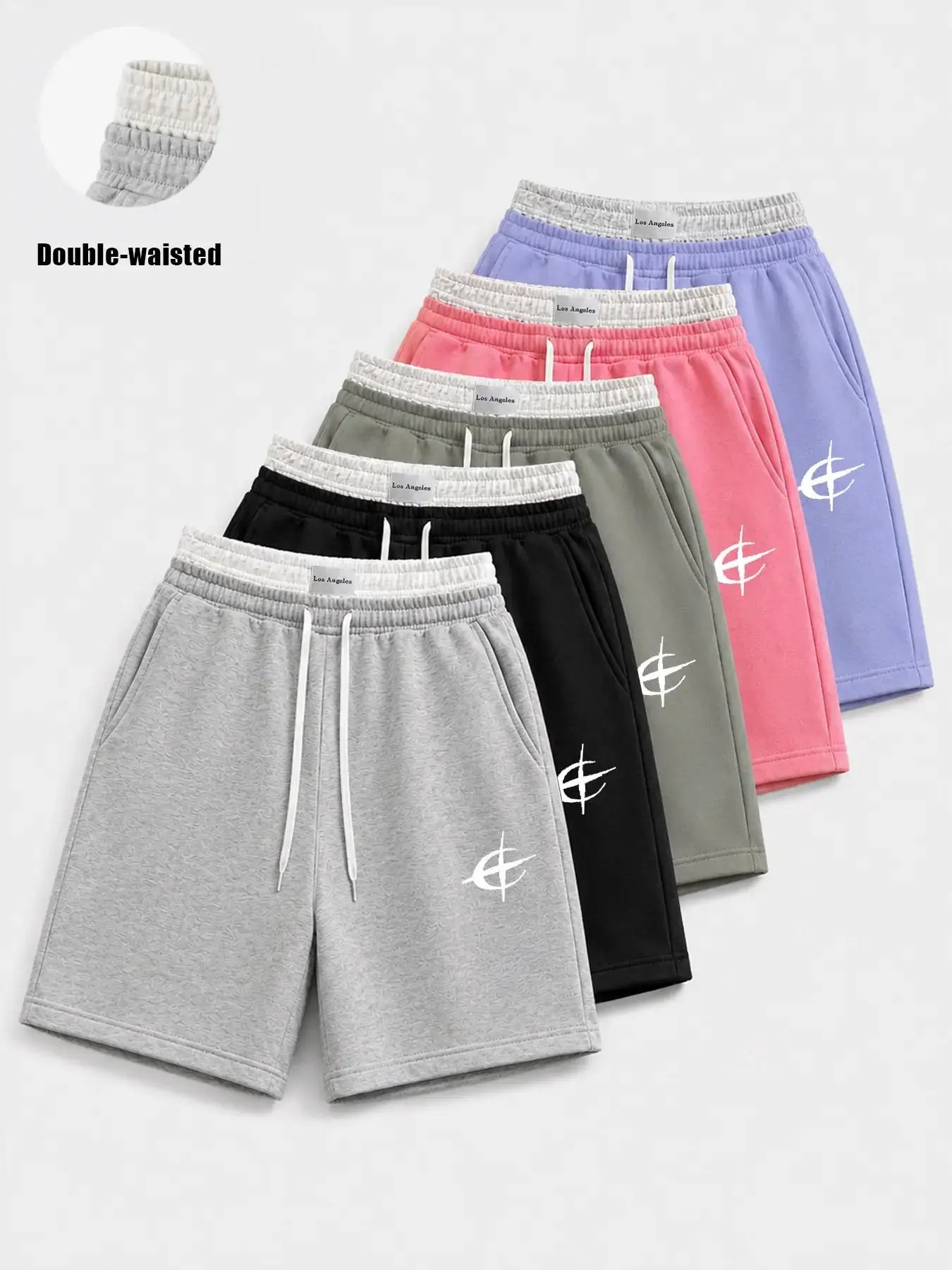 Mens Double Waistband Sweat Shorts Casual Athletic Jogger Shorts with Drawstring Pockets Loose Fit Above Knee Lounge Streetwear Shorts 1or2or3or5 Pack Everyday Summer Gym Walking Outfit Shorts for Men daily,casual athletic short,swimmin,w,distressed,wash,