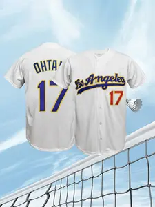 Los Angeles #18 Embroidered Baseball Jersey Men Women,Stitched Short Sleeve Button Down Shirt, Breathable Casual Sports Jersey for Fans Game Day Daily Wear, Sport Outdoor Clothing