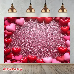 1PC,2D Flat Valentine's Day Heart - themed Door Banner, Romantic Festival Decoration Curtain, Stereo Heart Glitter Background Door Banner, Party Gathering Atmosphere Decoration Door Ornament, Valent