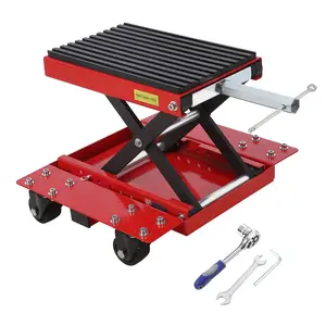 Motorcycle lift, height adjustable 9-37cm, 544kg motorcycle scissor lift, hydraulic motorcycle lift with wheels for street/cruiser/touring motorcycles