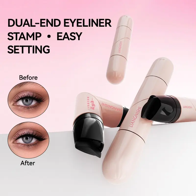 Double end rotatable eyeliner seal pen, double head eyeliner pen, Dual Ended Eyeliner, available in black/brown, durable waterproof, quick drying, anti smudge, suitable for beginners, small and easy to carry, easy to create tail raising cat eye makeup