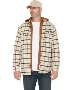 Hawx Men's Bronson Plaid Print Insulated Hooded Flannel Shirt Jacket - Hxfa25o8-Tan