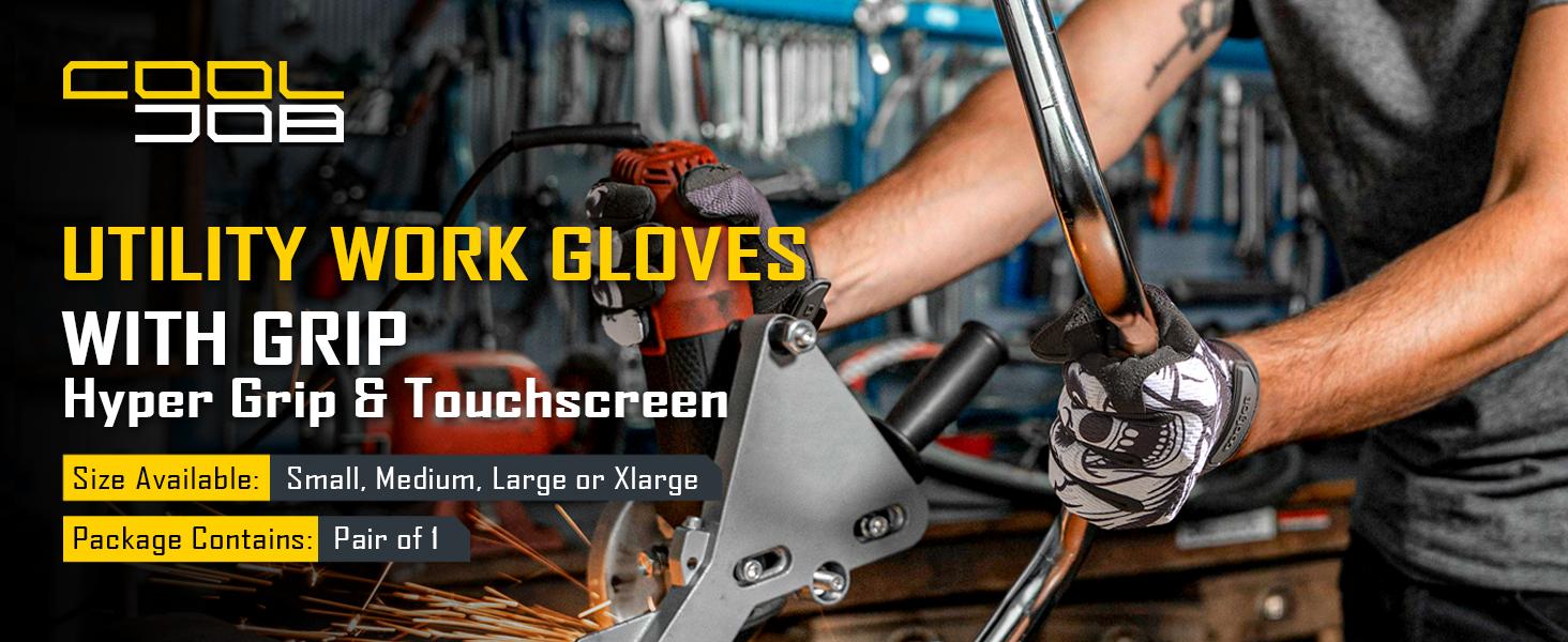 COOLJOB Mechanic Safety Work Gloves, Enhanced Anti-Slip Grip Tactical Gloves, Touchscreen (Joker)