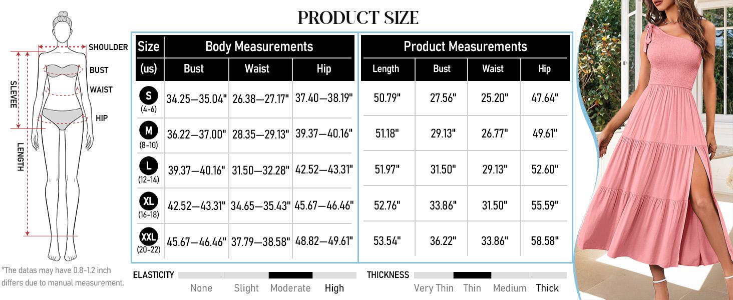 MEROKEETY Women's Summer One Shoulder Sleeveless Knot Smocked Midi Dress Split Tiered Flowy Dresses MEROKEETY Women's Summer One Shoulder Sleeveless Knot Smocked Midi Dress Split Tiered Flowy Dresses