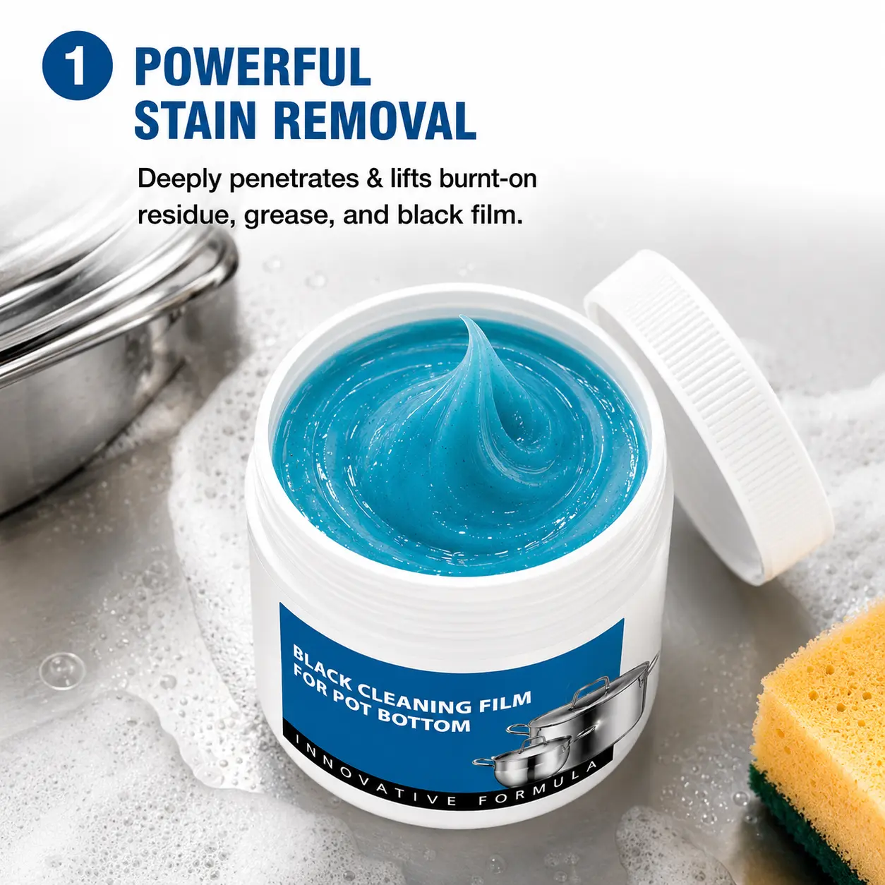 1pcs Pot Bottom Thick Gel X Home Cleaner - Kitchen Cleaners for Burnt Stains, Grease, Scratch-Free for Stainless Steel, Cast Iron, Ceramic Pans