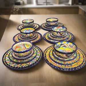 30-Piece Talavera Dinnerware Set | Colorful Tableware (Seats 6)