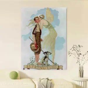 Framed [2D Flat] 1pc Norman Rockwell Springtime 1933 Illustration Art Poster -  Canvas Wall Art, es, Indoor Decor for Living Room, Bedroom, Easter Theme, Traditional Style, Indoor Wall Hanging Decor | Springtime Illustration |  Artwork, Wall Decor