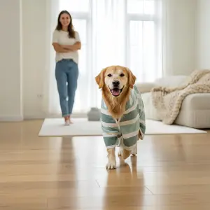 Quick-Dry Dog Bathrobe Towel, Lightweight and Super Absorbent Pet Towel, Striped Design, Ideal for Dogs and Cats, Perfect Grooming Tool