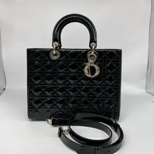 Pre-owned Patent Crossbody Bags Christian Dior Lady Dior Bag Cannage Quilt Large
