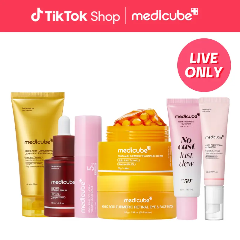 [LIVE Exclusive] [medicube] NEW Affordable Youth & Glow Skincare Bundle | Radiance, Fine Lines & Firming Care | Plump, Youthful Looking Skin | Korean Skincare, K-Beauty