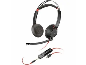 Poly Blackwire C5220 Headset - Stereo - USB Type C, Mini-phone (3.5mm) - Wired - 32 Ohm - 20 Hz - 20 kHz - Over-the-head - Binaural - Supra-aural - 7.10 ft Cable - Noise Cancelling Microphone - Noise