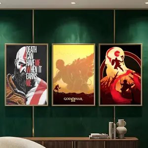 Game God of War Ragnarok Painting Calligraphy HD Heavy-Duty Waterproof Wrinkle-Resistant Canvas Print – Tool-Free Durable Hides Wall Flaws & Boosts Style for Living Rooms Bathrooms