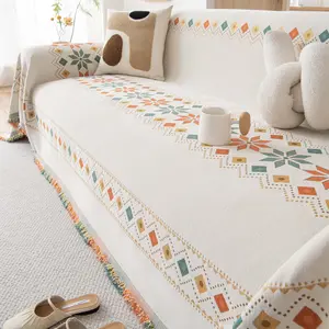 Bohemian Velvet Sofa Cover, 1 Pc Thick Plush Couch Slipcover Throw Blanket, Vintage Woven  Sofa Protector Pad, Pet Friendly Washable Sofa Cushion Cover for Armchair, Loveseat, 2/3/4 Seater & Sectional Sofas Home Decor, Soft Sofa Protector