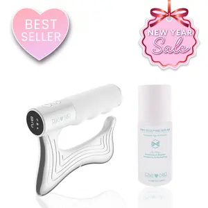 RIKI Sculptor & Sculpting Serum Bundle - Professional Level Facial Therapy for Firming & Toning Skin with EMS Technology and Heat Therapy
