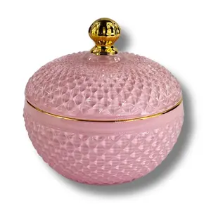 10 Oz Large Vanity Pink/gold Candle Vessel