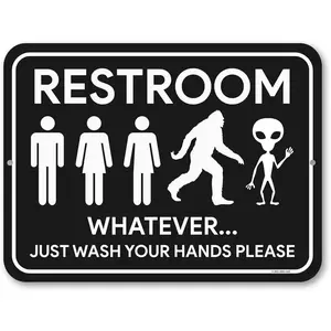 Whatever Wash Your Hands Please, 8 inch By 12 inch, Funny Bathroom Signs, Transgender Bathroom Sign, Wash Your Hands Sign, Restroom Decor, Restroom Sign
