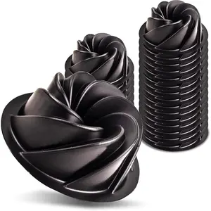 GOITHCA 25 Pcs Mini Fluted Tube Pan Cake Pans, 4 Inch Carbon Steel Mini Flan Molds Pan, Nonstick Reusable Tube Oven Baking Mold for Cupcake, Bread, Brownie