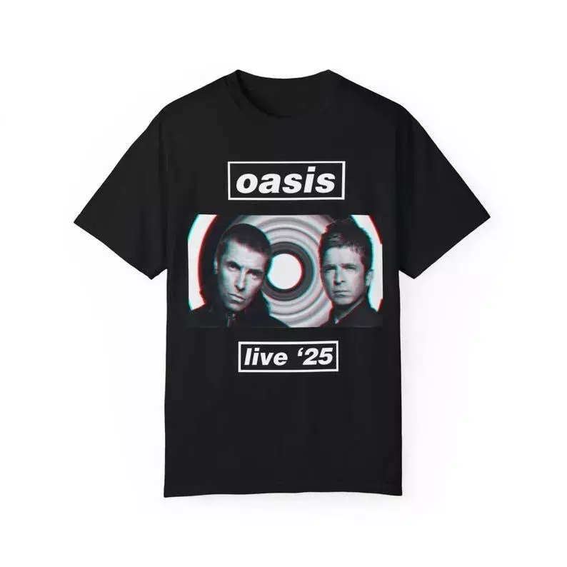 Oasis World Tour Live 2025 T-Shirt Round Neck Top Vintage