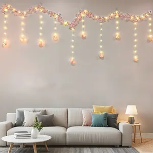 MICRENCY New Cherry Blossom Vine Wish Ball String Lights 118 inches 270 Blossoms 108 LEDs 8 Modes USB Remote 10 Round Balls for Home Bedroom Parties Indoor Decor