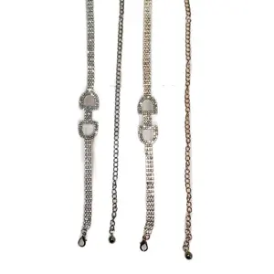 WOMENS RHINESTONE CHAIN BELT WITH D LETTER DETAIL