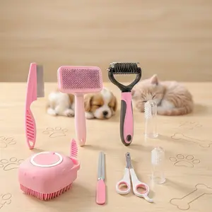 All-In-One Pet Grooming Tool Set (8 Counts), Shedding & Dematting Grooming Kit, Hair Care and Dental Hyg-MM3iene Tools, Dog & Cat Grooming Supplies for Indoor & Outdoor Use, Pet Care Products, Cat Stuff, Dog Stuff, Ideal Gift for Pet Lovers