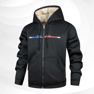 Men's Winter & Autumn Full-Zip Hooded Sweatshirt Fleece Warm Athletic Jacket for Cozy Wear Casual Menswear