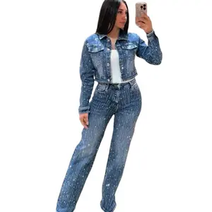 Giselle rhinestone stretch denim jacket