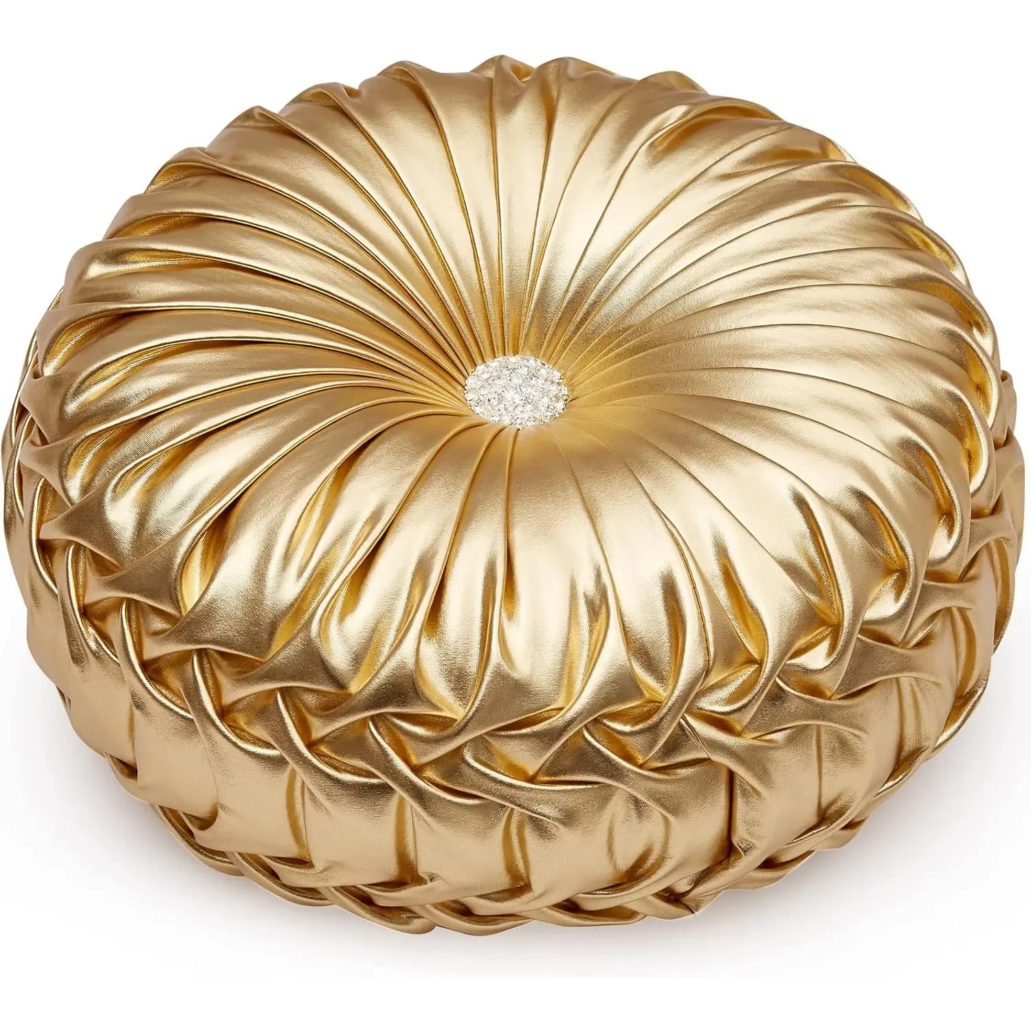 Throw Pillows,Circular Pillow,Pumpkin Pleated Handmade Throw Pillows, Pillows,Smooth Metallic Leather Decorative Pillows for Home Decor Bedroom Living Room Couch Bed Sofa