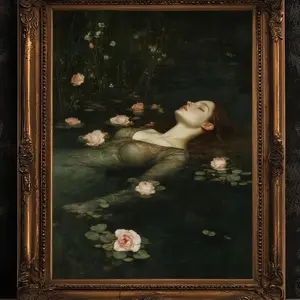 Cottagecore Decor, Aesthetic Wall Art Moody Victorian Floral Art, Romantic Gothic Ophelia Poster, Shakespeare Gothic Occult Poster, Unframed, Room Decor