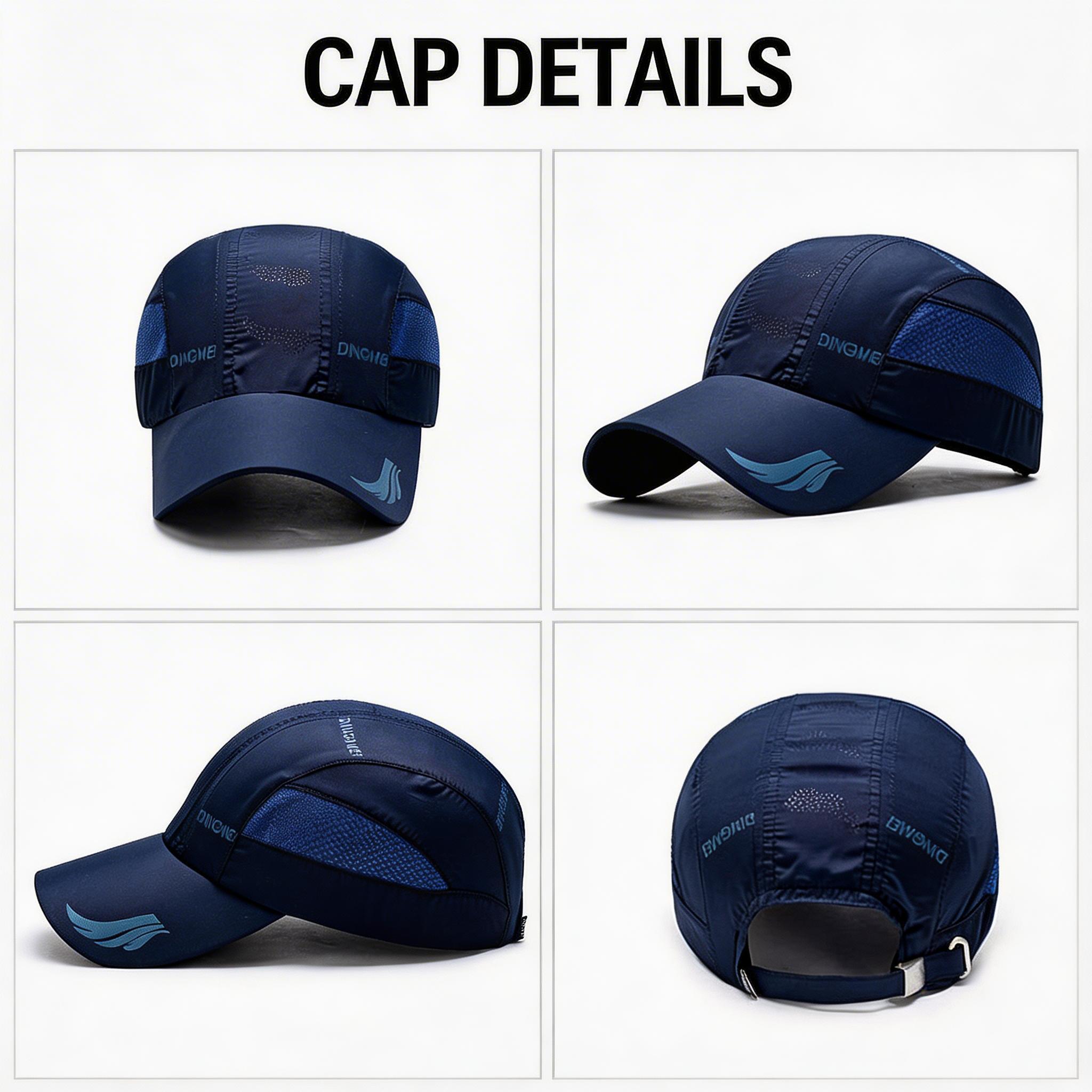 2-Pack Men's Lightweight Quick-Dry Mesh Baseball Cap, UV Protection Sun Hat with Adjustable Strap, Breathable Visor Hat for Running, Fishing, Hiking & Cycling