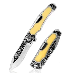 Exquisite carved pattern kitchen fruit knife, sharp blade, easy to cut meat, suitable for outdoor barbecue, camping, hiking, men's gift